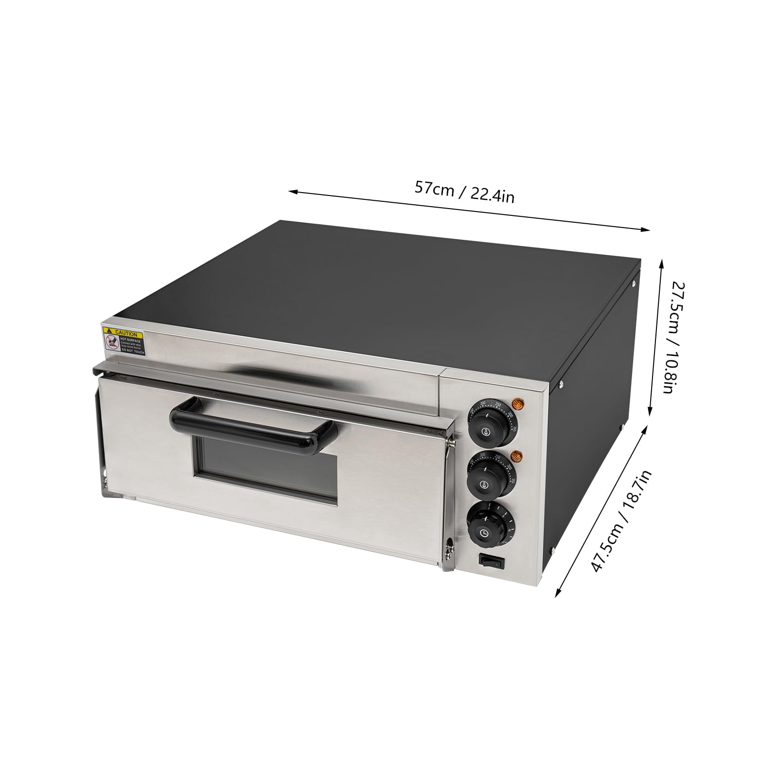 Commercial Countertop Pizza Oven 1800 Watt Electric Oven with Baking Stone and Handle 20 Liter/5.28 Gallon Stainless Steel Electric Pizza Oven Multi-Purpose Indoor Pizza Maker For Home and Restaurants
