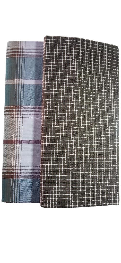 Poly Cotton Lungi (Multicolour, 2.10 Mtrs) -Set of 2 Pcs-image-15