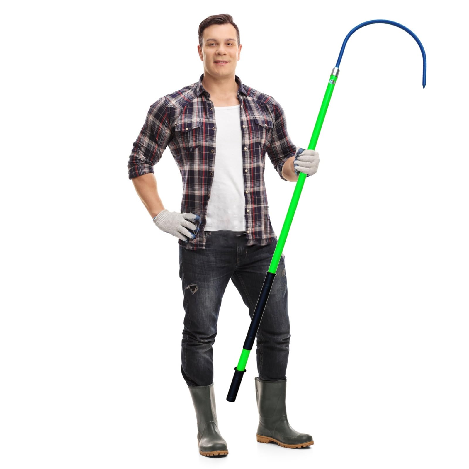 JKJZSALJ Safety Rescue Hook,Lightweight Insulated Rescue Hook-2M Fiberglass Pull Rod For 10Kv 35Kv 110Kv Electrical Safety, Portable Lifesaving Tool For Electric Vehicles & Gear,Green,3m/9.8ft