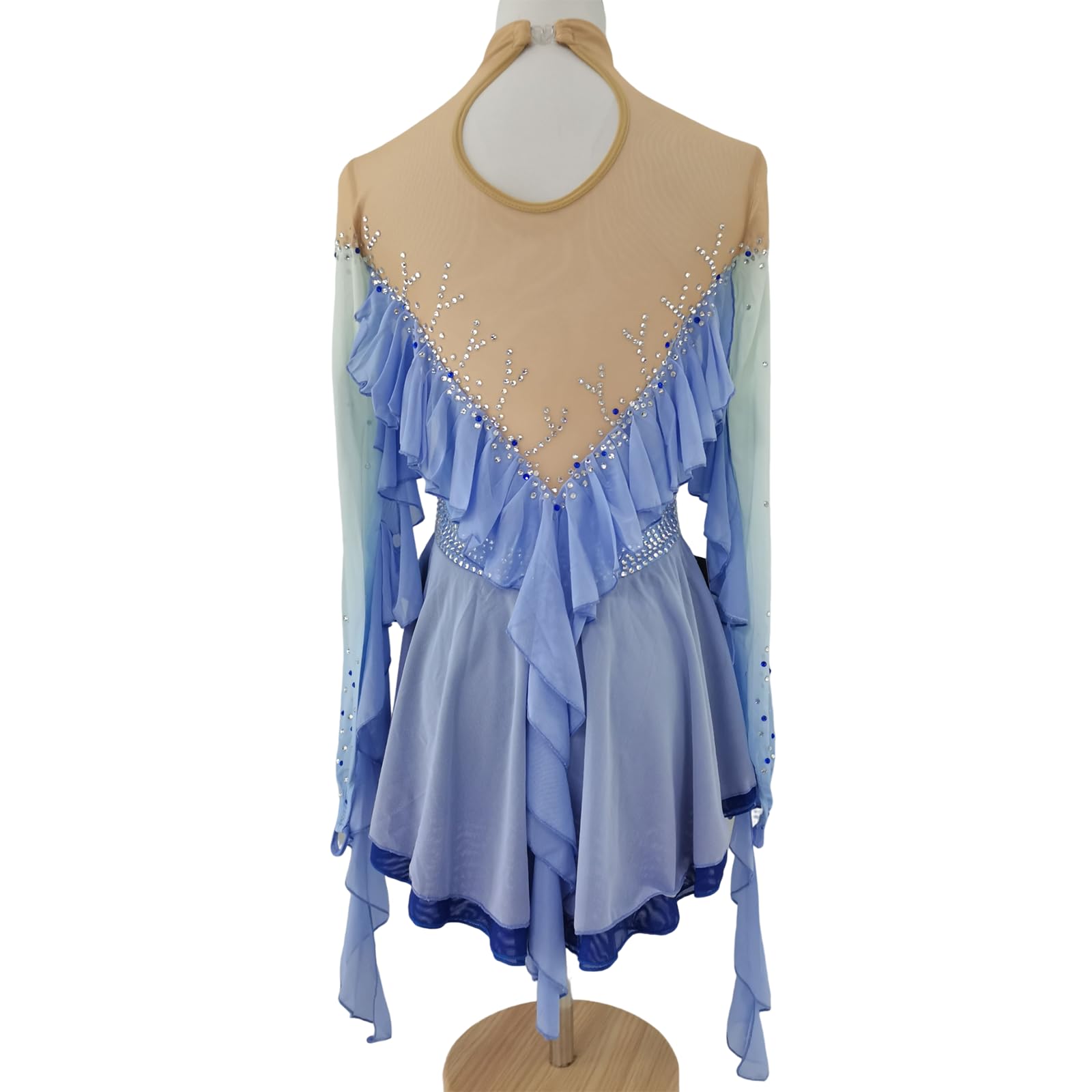 LIUHUO Blauer Farbverlauf, Eiskunstlauf-Kleid für Mädchen, Kinder und Erwachsene, Wettkampf-Performance