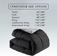 Vista 5 de DOWNCOOL Comforter Full Size, Reversible Duvet Insert,Black/Grey All Season Blanket, Lightweight Quilt, Down Alternative Hotel Comforter with Corner
