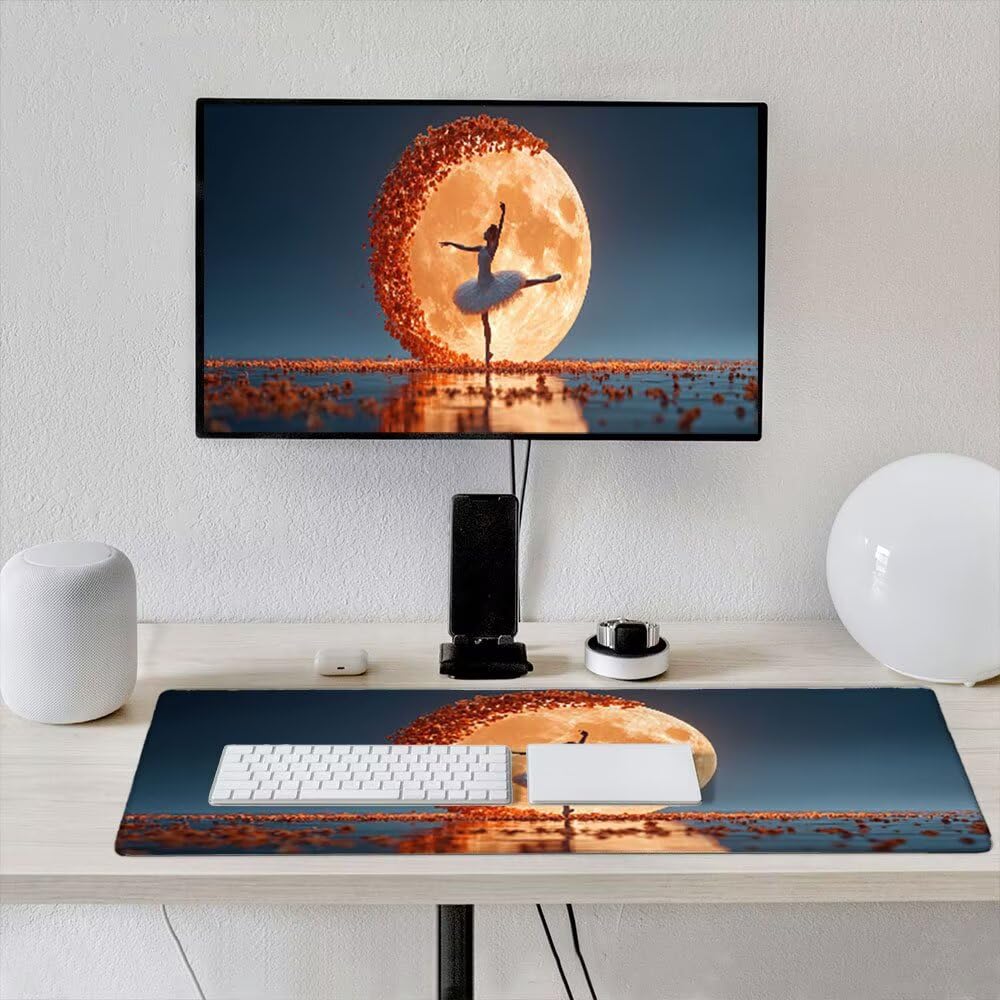 Podkładka pod mysz dla graczy, 1600x800mm XXL podkładka pod mysz do gier duża, zmywalna klawiatura biurowa mata antypoślizgowa gumowa wodoodporna, szyte krawędzie, gracz komputer PC, balet kwiaty xR5
