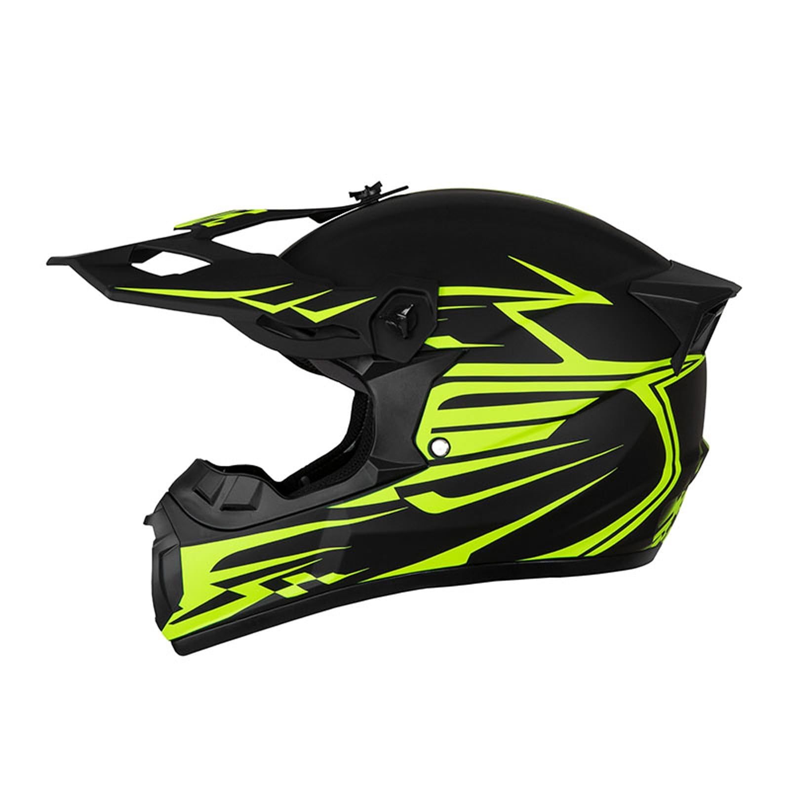 Casco Motocross Juvenil - Diseño con Alerón Trasero Estilizado + Kit Completo (Gafas & Guantes & Máscara) para Quad/MTB/BMX(As Yellow,M(54~55cm))