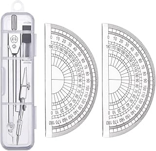 3 Pieces Drafting Compass Set Geometry Compass Set Maths Protractor Set Rulers for Student Maths Learning and Home Schooling Drafting