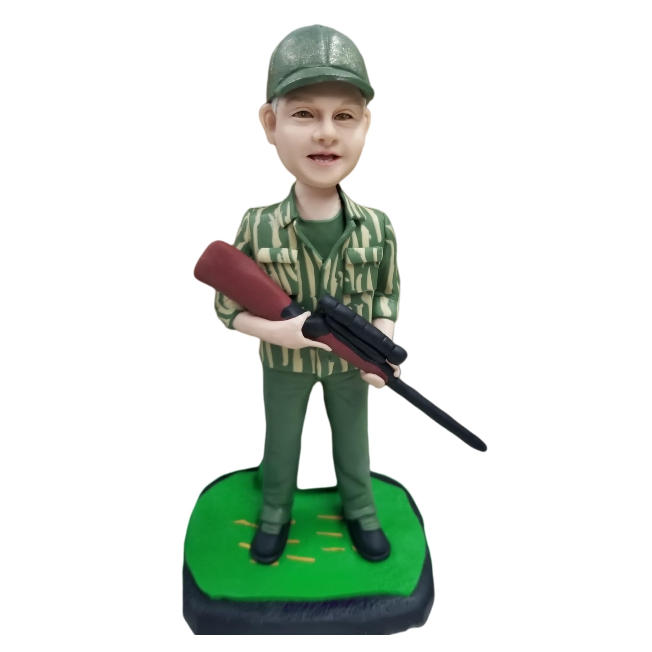 Figura 3D personalizada de Photo Hunter con traje de camuflaje, decoración de escritorio temática de caza, regalos para entusiastas de la caza y amantes del aire libre