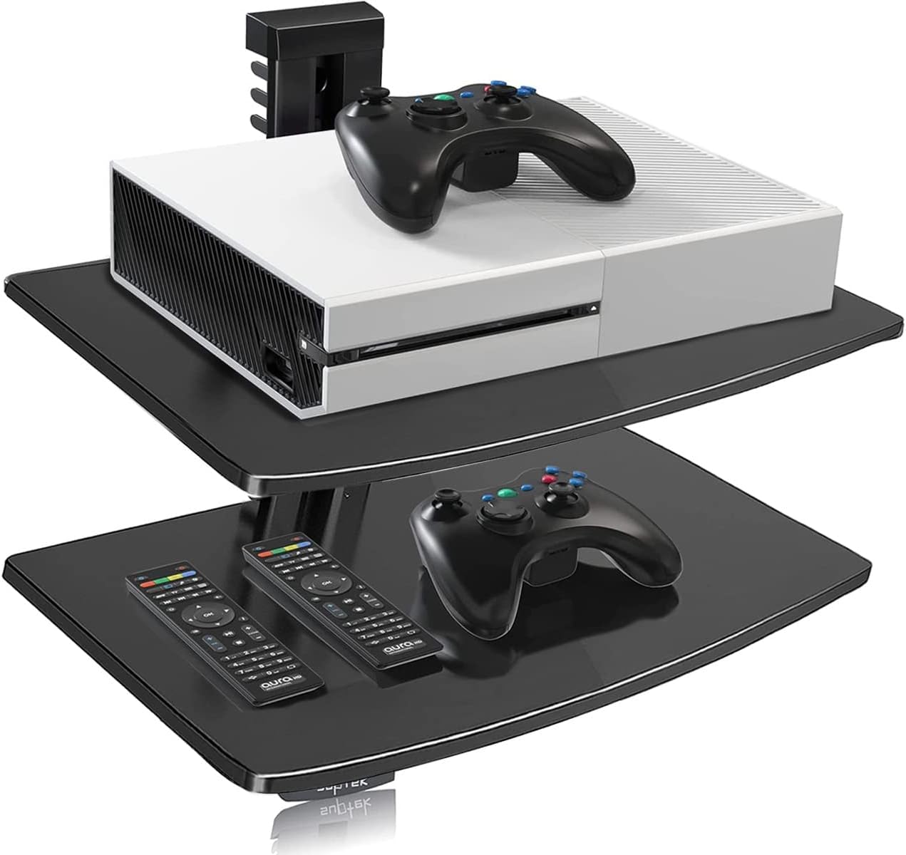 Suptek - Mensola sospesa in vetro temperato, per lettori DVD, TV box, console di gioco, accessori TV