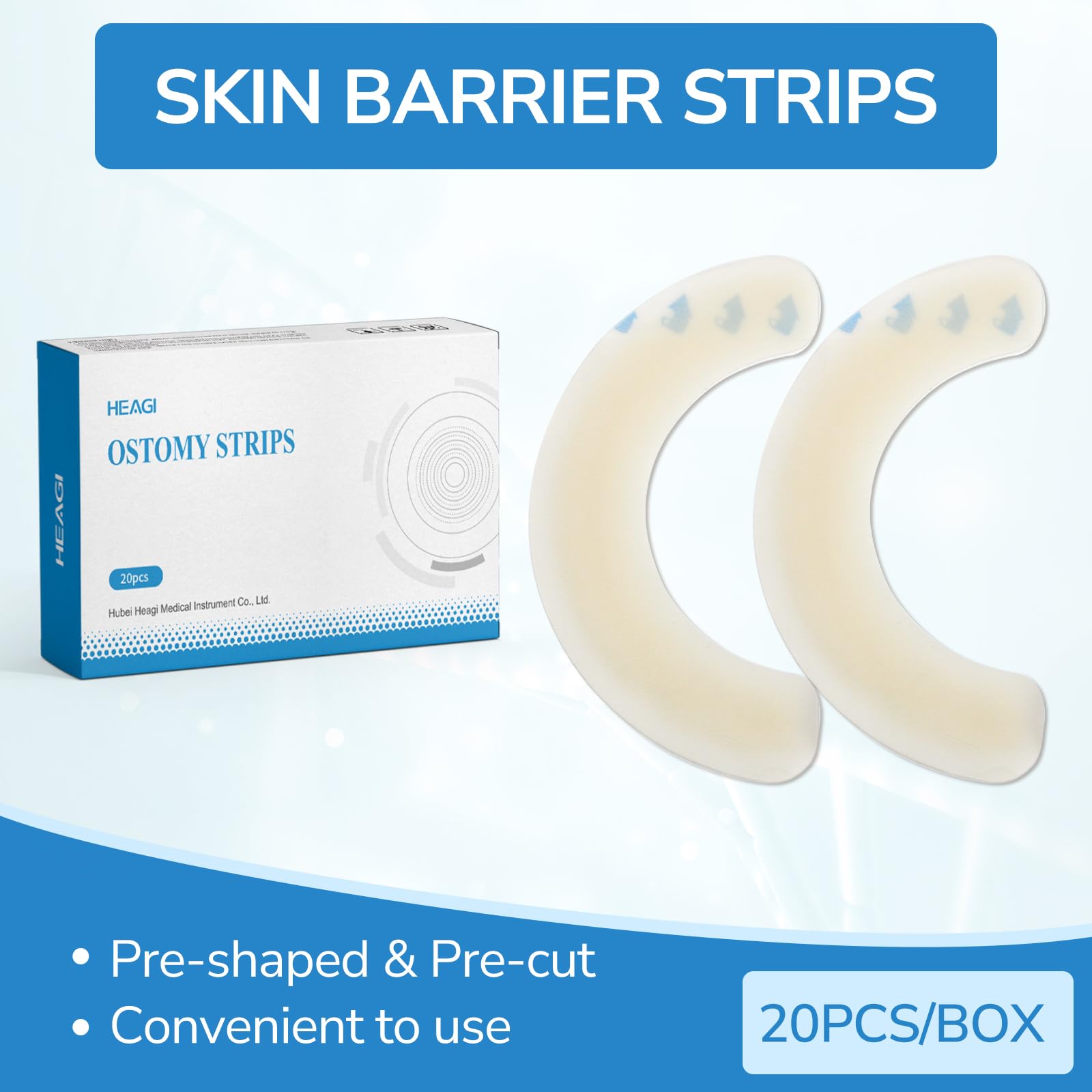 20 Tiras EláSticas de Barrera para Ostomía, Tiras de Barrera CutáNea Hidrocoloide de Grado MéDico, Cinta Adhesiva Impermeable y Respetuosa Con La Piel para Bolsas de Estoma de Colostomía