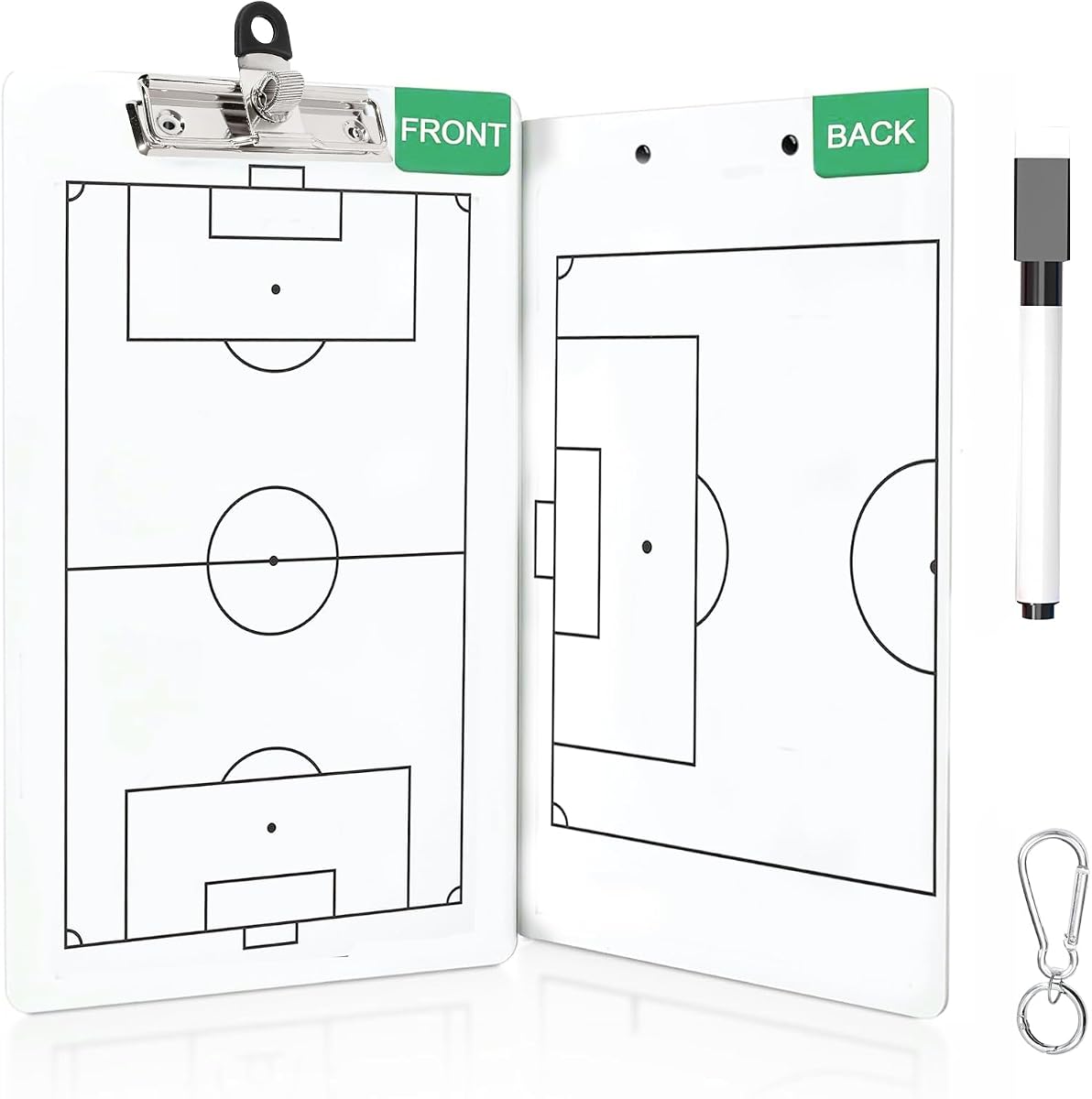 Portapapeles para tablero de entrenamiento de fútbol, tablero de estrategia táctica de borrado en seco de doble cara, pizarra de planificación de 14 x 9 pulgadas con marcador, herramienta de alineación no magnética