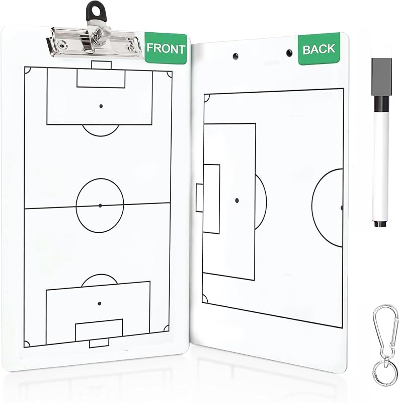 Portapapeles para tablero de entrenamiento de fútbol, ​​tablero de estrategia táctica de borrado en seco de doble cara, pizarra de planificación de 14 x 9 pulgadas con marcador, herramienta de alineación no magnética