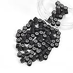 Vlasy 100Pcs 4mm Silicone Lined Micro Ring Beads for Hair Extensions 5Colors Apply (100Pcs Dark Brown)