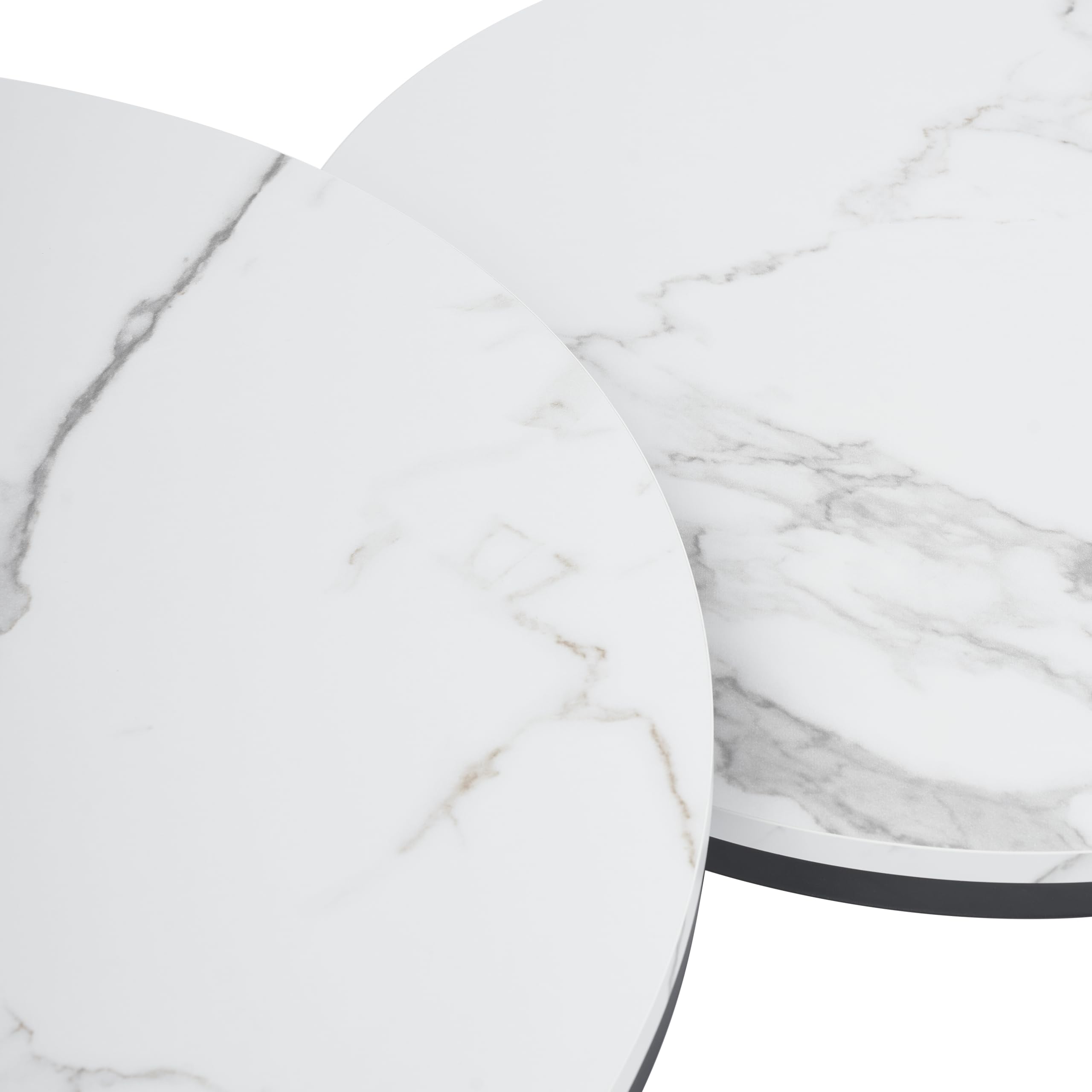 HEYZOEY Salontafel rond set van 2, woonkamertafel, bijzettafels goud metaal, koffietafel voor salontafel, woonkamer, slaapkamer, zwart inkt goud