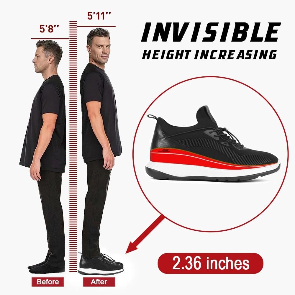 CHAMARIPA Scarpe Rialzate Uomo, da 6 cm in su, Aumento Altezza Invisibile, Sportive Casual in Pelle Morbida