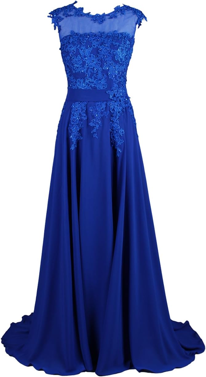 DRESSTELLS Long Bridesmaid Dress Applique Prom Dress Evening Party Gowns Royal Blue Size 8