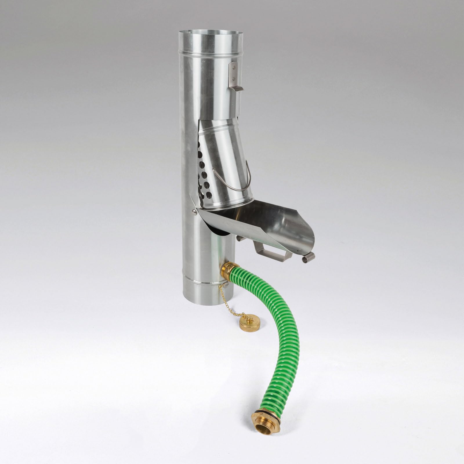 Regensammlersammler Zink mit Korb DN 100 inkl. Adapter Regenwasserfilter Laubabscheider für Blechfallrohre mit Ø 100 mm. Verhindert das Zusetzen und Verstopfen von Fallrohren durch Grobschmutzsieb