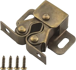 Door Roller Catches 12 Pcs Double Roller Cupboard Door Catch with Screws Antique Bronzed Cabinet Door Latches for Cabinet Wardrobe Home Furniture