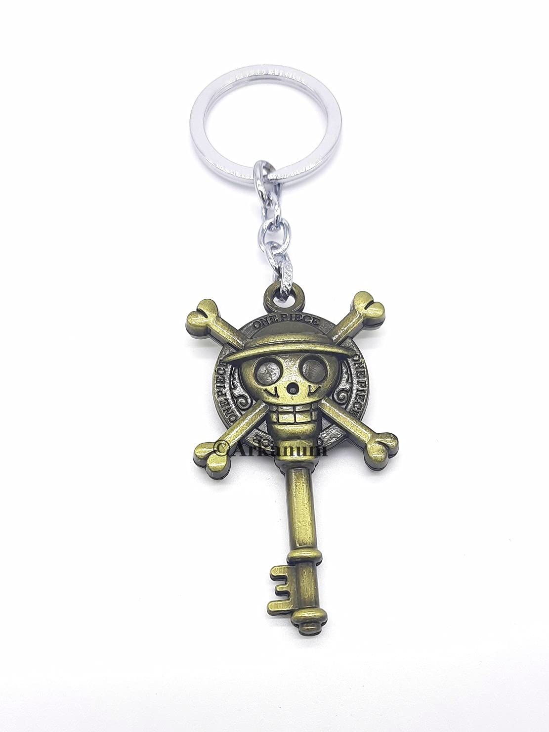 ArkanumOne Piece Logo Skeleton Key Luffy Zoro Sanji Keychain 10CM