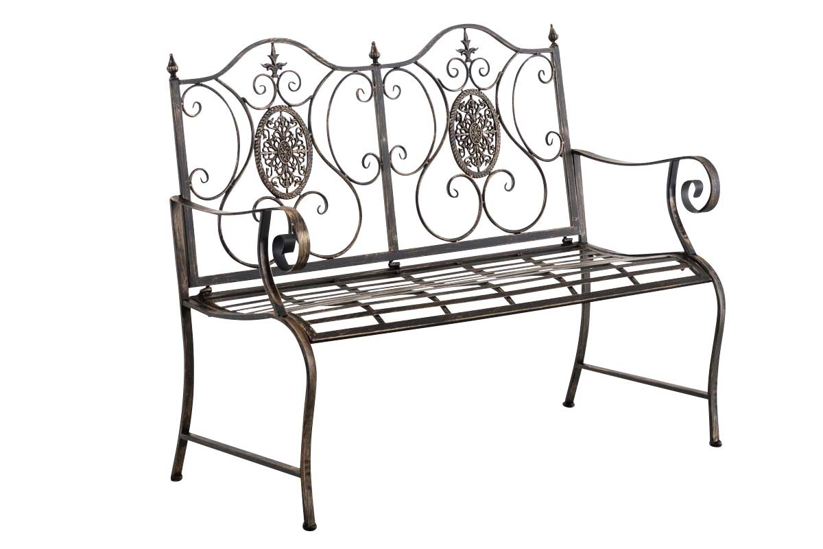 Banc de Jardin Punjab en Fer Forgé - Banc d'Extérieur 2-3 Places - Banc de Jardin avec Accoudoirs et Dossier - Différentes Couleurs au Cho, Couleurs:Marron Clair