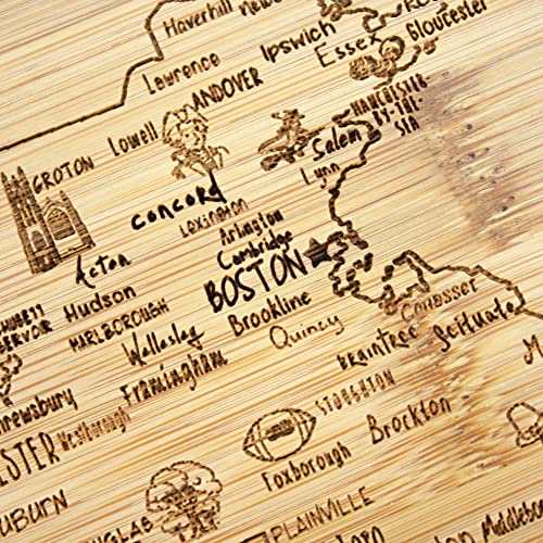 Image of Totally Bamboo A Slice of Life Massachusetts Engraved Map Cutting Board