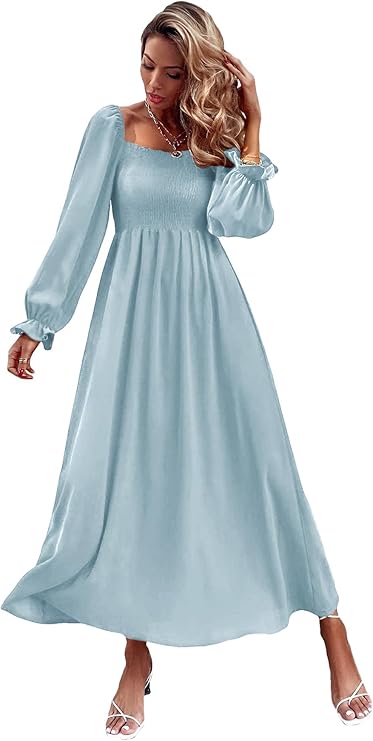 A Line Maxi Dress (Blue)