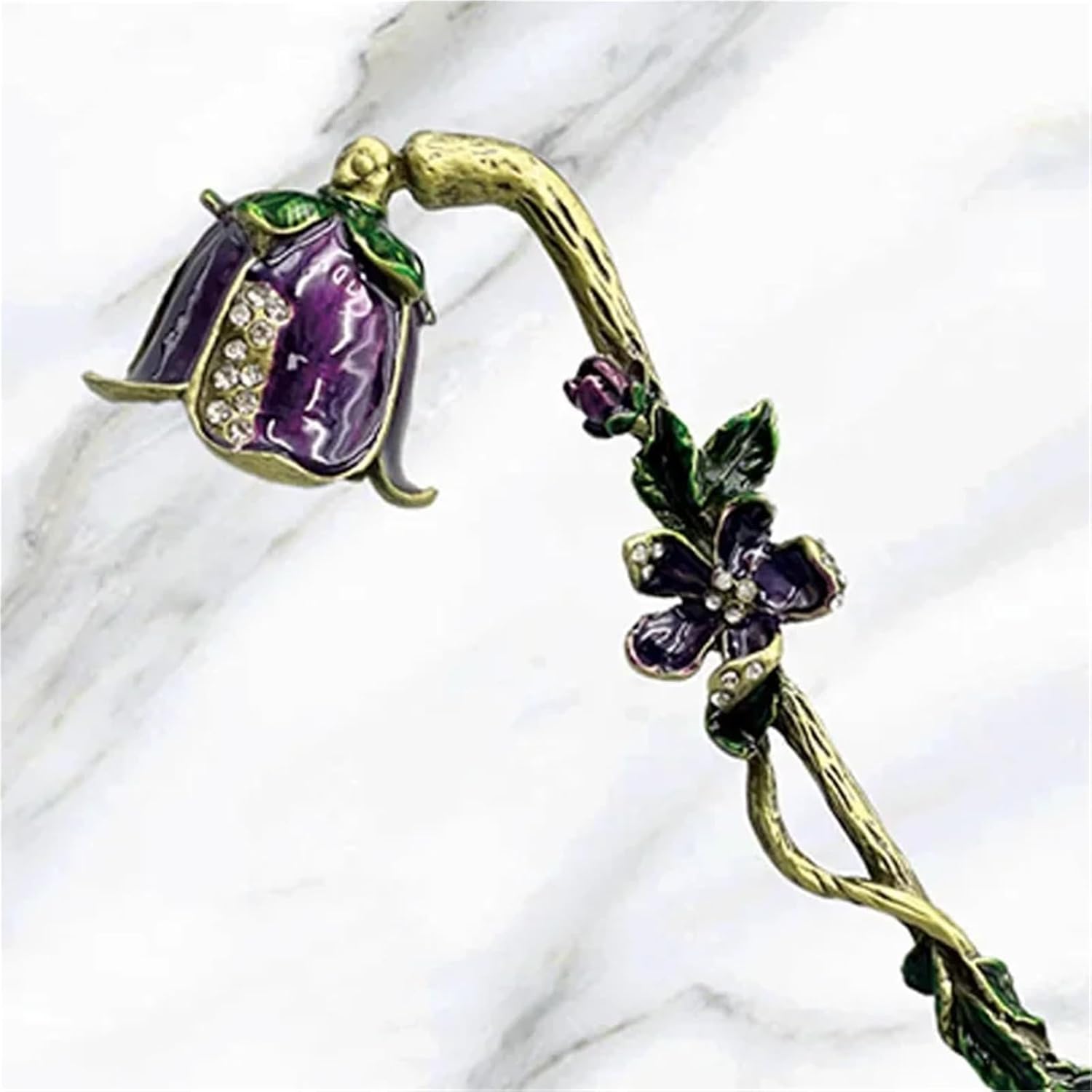 Candle Snuffer Candle Snuffer Purple Flower Metal Fire-Extinguisher Retro Decor Enamel Craft Rhinestones Ornament Extinguish The Candle