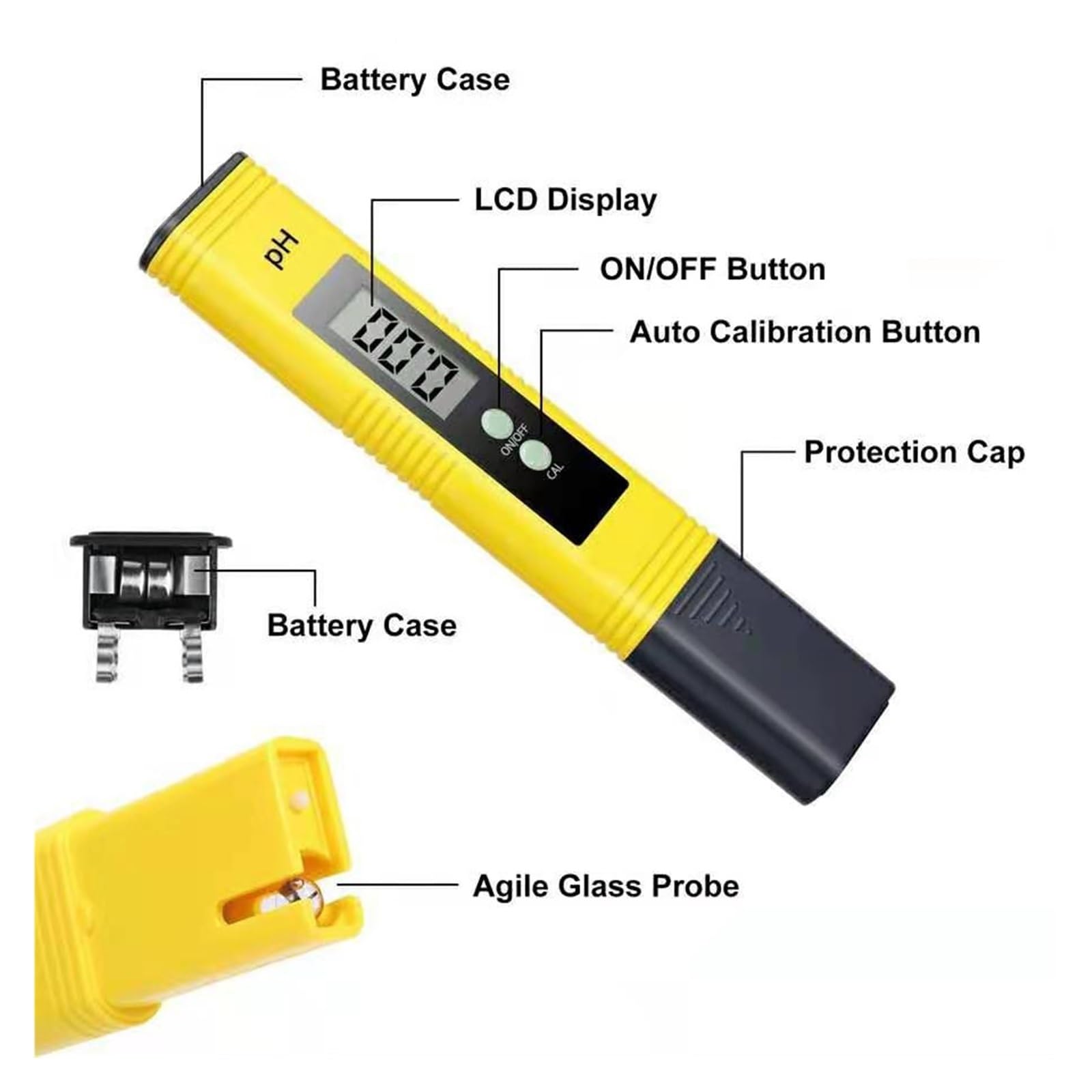Tester per Acqua Misuratore di PH 0,01 Alta Precisione for Tester qualità Acqua con Intervallo Misurazione 0-14 Adatto for Acquario Piscina Multiuso Accurato Facile