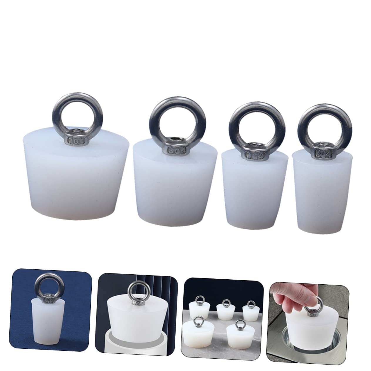 Amosfun 4 Set Tappo Di Scarico Tappi Per Lavello Cucina Guarnizione Water Universal Drain Stopper Tappi Lavello Tappo Per Vasca Da Bagno Tappo Da Bagno Gomma Da Cancellare Bianca 4 Pezzi*4