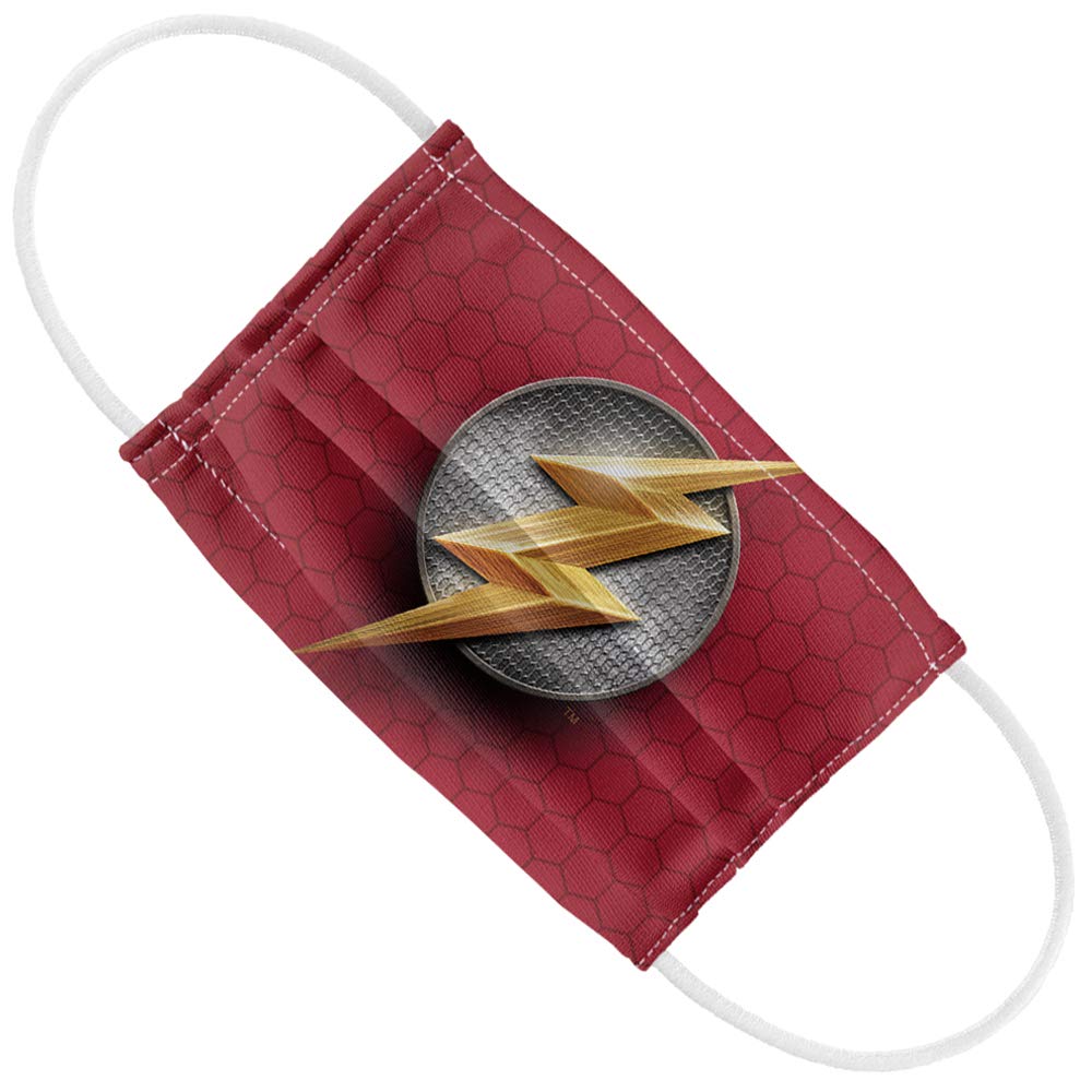 Popfunk Justice League Movie Kids Flash Lightning Bolt Logo 1-Ply Reusable Face Mask Covering with Adjustable Nose Wire
