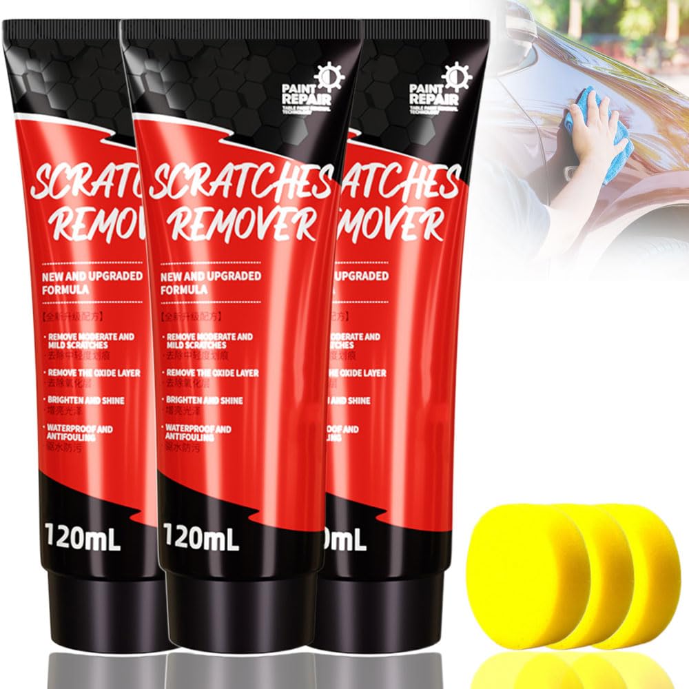 Scratch Repair Wax for Car, Upgrade Car Scratch Remover Kit Car Scratch Repair Paste Polishing, Car Scratch Repair Paste Polishing Wax with Sponge for Car Various Surfaces (3)
