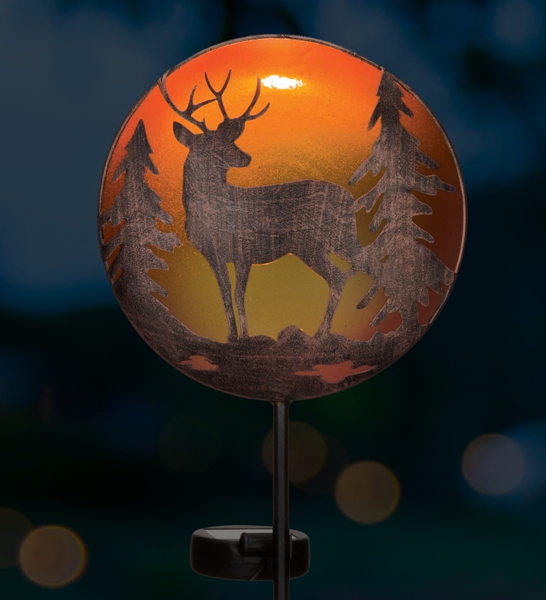 Regal Art & Gift Night Sky Piquet solaire en forme de cerf, couleur métallique, métal, lumière LED, décoration d'intérieur et d'extérieur