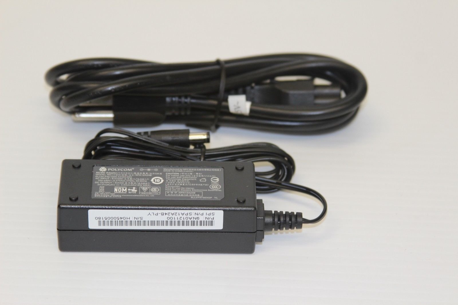 Genuine Polycom AC Adapter Power Supply Charger 24V 0.5A Model: SPA12A24B & 1465-42340-003