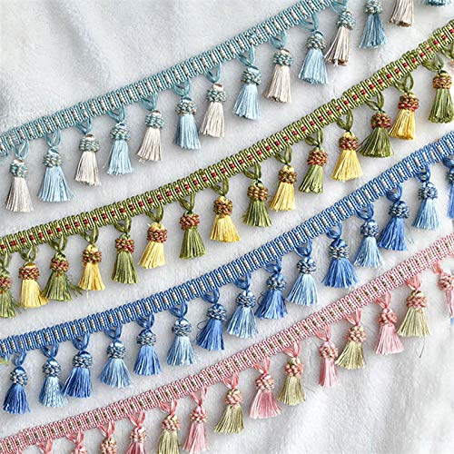 Rideau en dentelle, garniture à franges, 3 mètres, garniture à franges pour couverture, vêtements décorés, dentelle, couture, nappe, accessoires de rideau (couleur : rose) (couleur : kaki) (kaki)