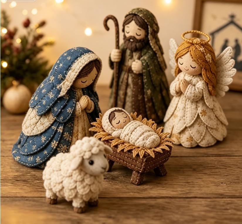 DIY Patchwork Nativity Scene Sewing Kit Christmas Fabric Set, Religious Handmade Ornament, Christmas Fabric Set — view 6