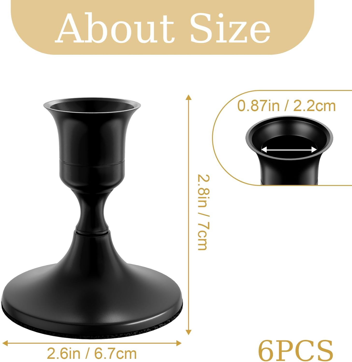 6PCS Black Taper Candle Holders, Vintage Metal Candlestick Holders for Dinner Room Table Centerpiece or Mantel Wedding Party Decor - Image 2