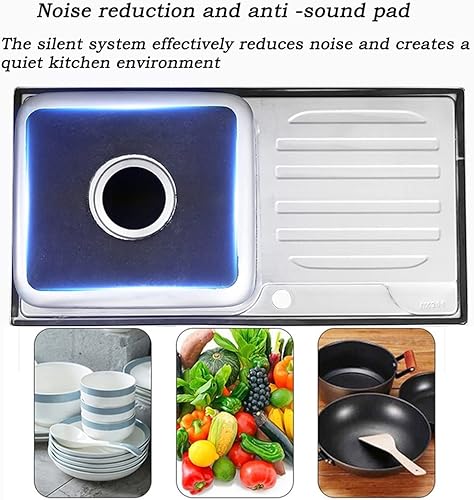 Miniatura 2 de YZJJ Fregadero utilitario de acero inoxidable para cocina comercial simple con escurridor izquierdo para lavandería patio garaje campamento estación