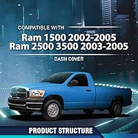 Vista 2 de PIT66 Cubierta para salpicadero compatible con Dodge Ram 1500 2500 3500 2003, 2004, 2005, color negro