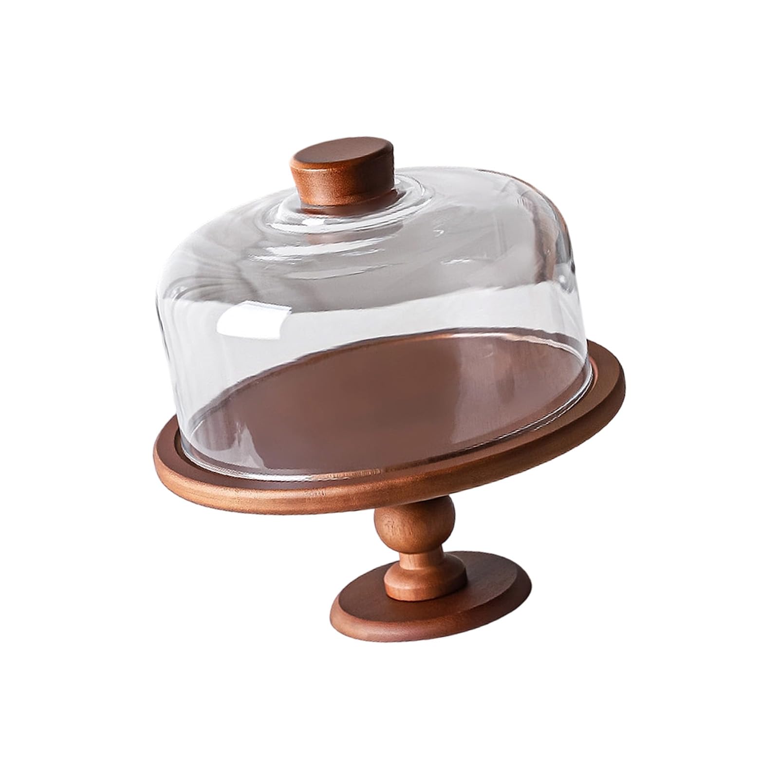 Covered Dessert Stand with Glass Dome, Wood Pedestal Cake Plate for Home Entertaining, Pastry Display, and Service Glass Cake Stand Dome Dessert Display Wood Pedestal Serving Tray Covered Pastry