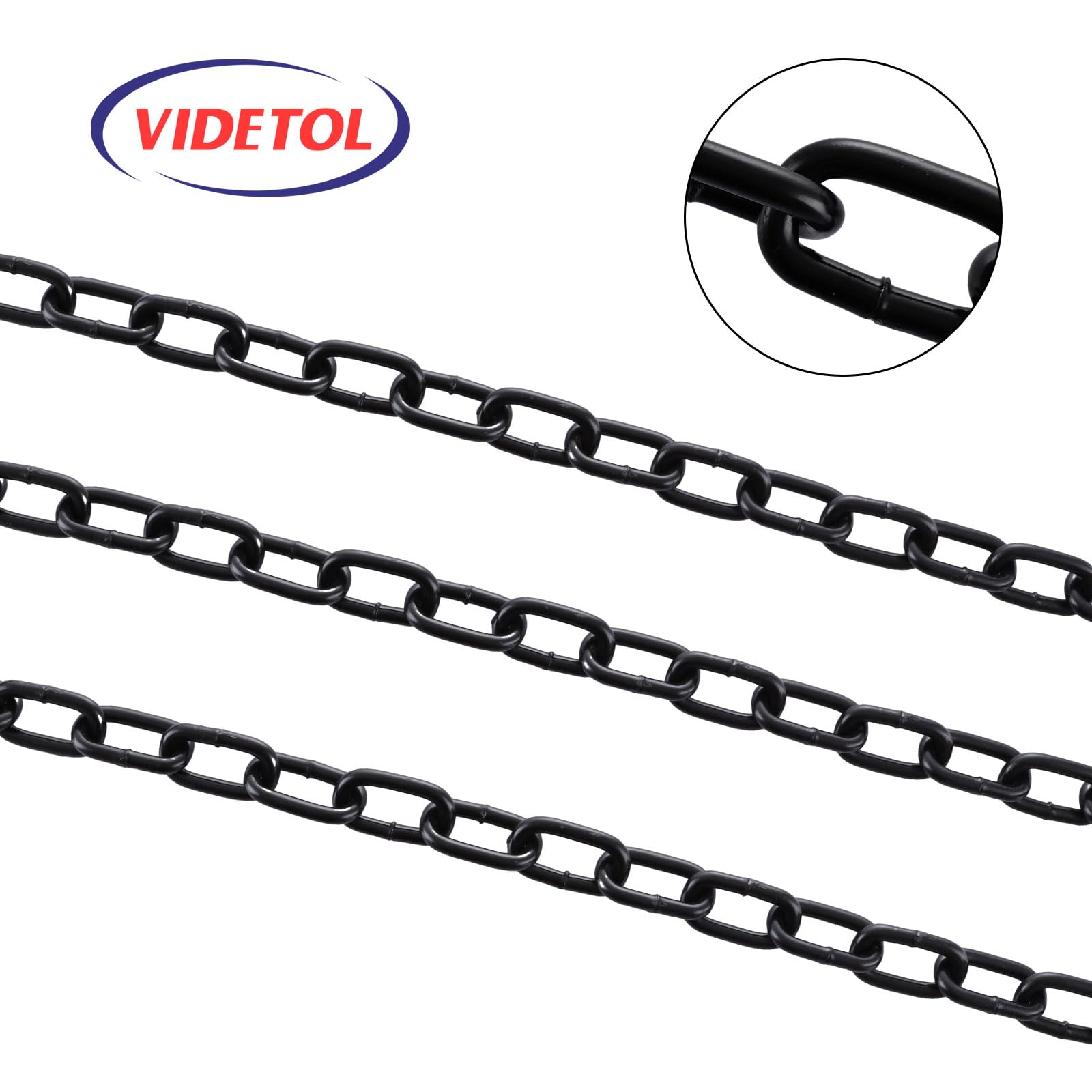 Cadena de acero inoxidable 304 de 15 metros de longitud, eslabones de cadena resistentes de 5 mm, acero galvanizado negro, cadena de eslabones soldados para puerta de valla, puertas de garaje,