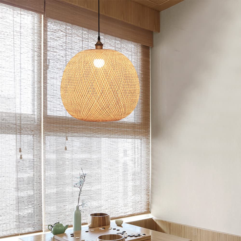 Suspension de rotin hauteur reglable pour grand lustre table - 6