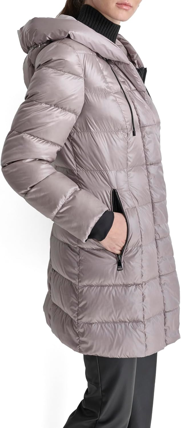 DKNY womens Hooded Down-filled Long Puffer - Image 3