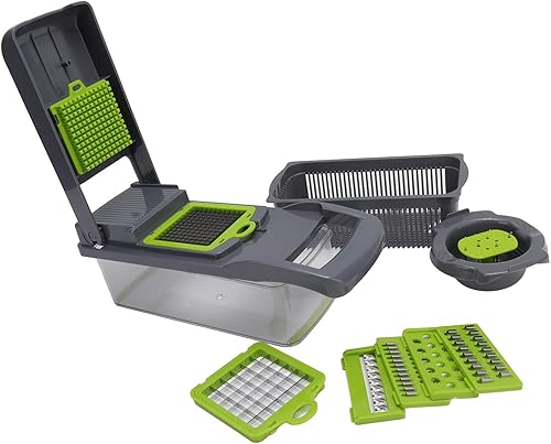 Miniatura 10 de Todo en picador de verduras, rebanador de verduras y rallador de queso, picador de verduras de cebolla C Food C, utensilios de cocina con pelador,