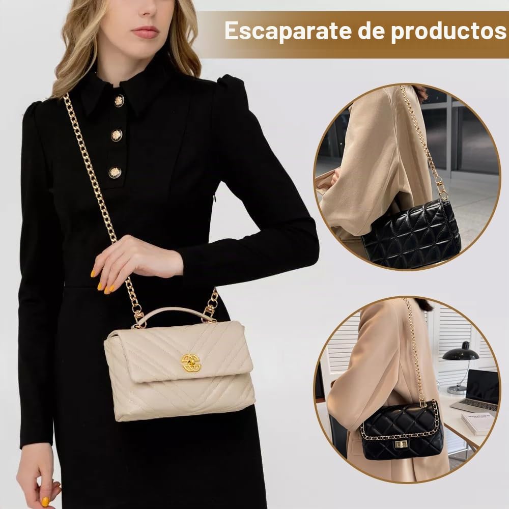 8 Piezas Cadenas de Bolsa Oro Plateado, Cadenas para Bolsos Set de Mujer con Hebillas, Duradero Sin Correa de Cadena Plana Metal para DIY Bolso de Hombro, Embragues, Carteras (40cm, 60cm, 80cm)