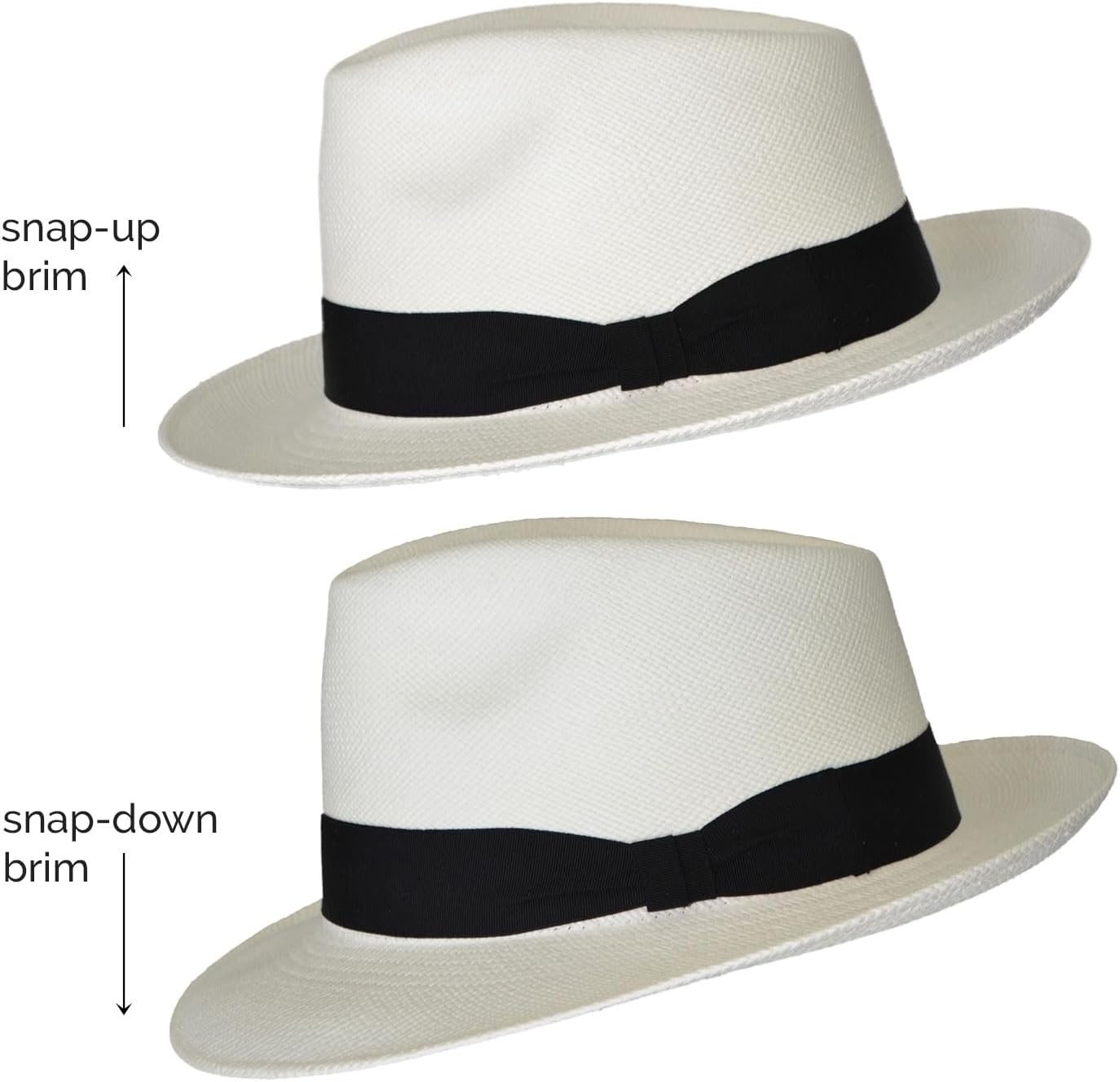 Teardrop Classic Straw Fedora - Brisa Weave - Black Band - Handwoven in Ecuador