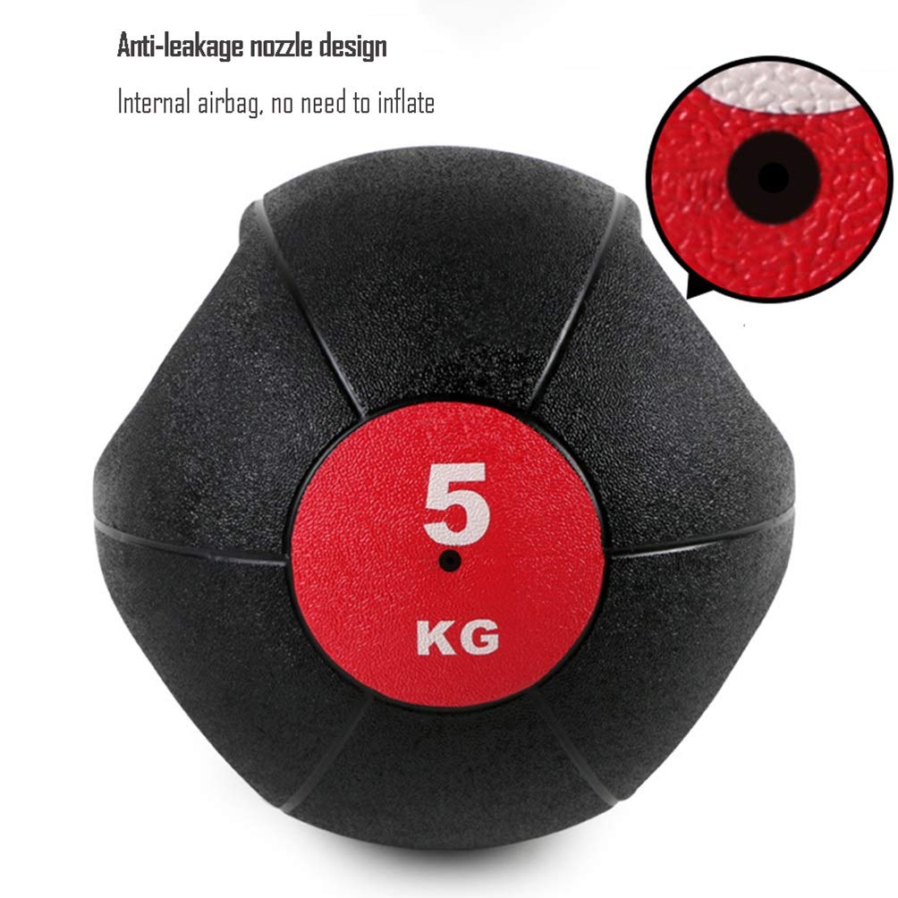 Pelota Medicinal Medicina Bola, Bola elástica con la manija, la Gravedad de la Bola, la Cintura y la Bola del Balance Abdomen, con Boquilla Anti-Fugas, 3KG/4KG/5KG/6KG/7KG/8KG/9KG/10KG