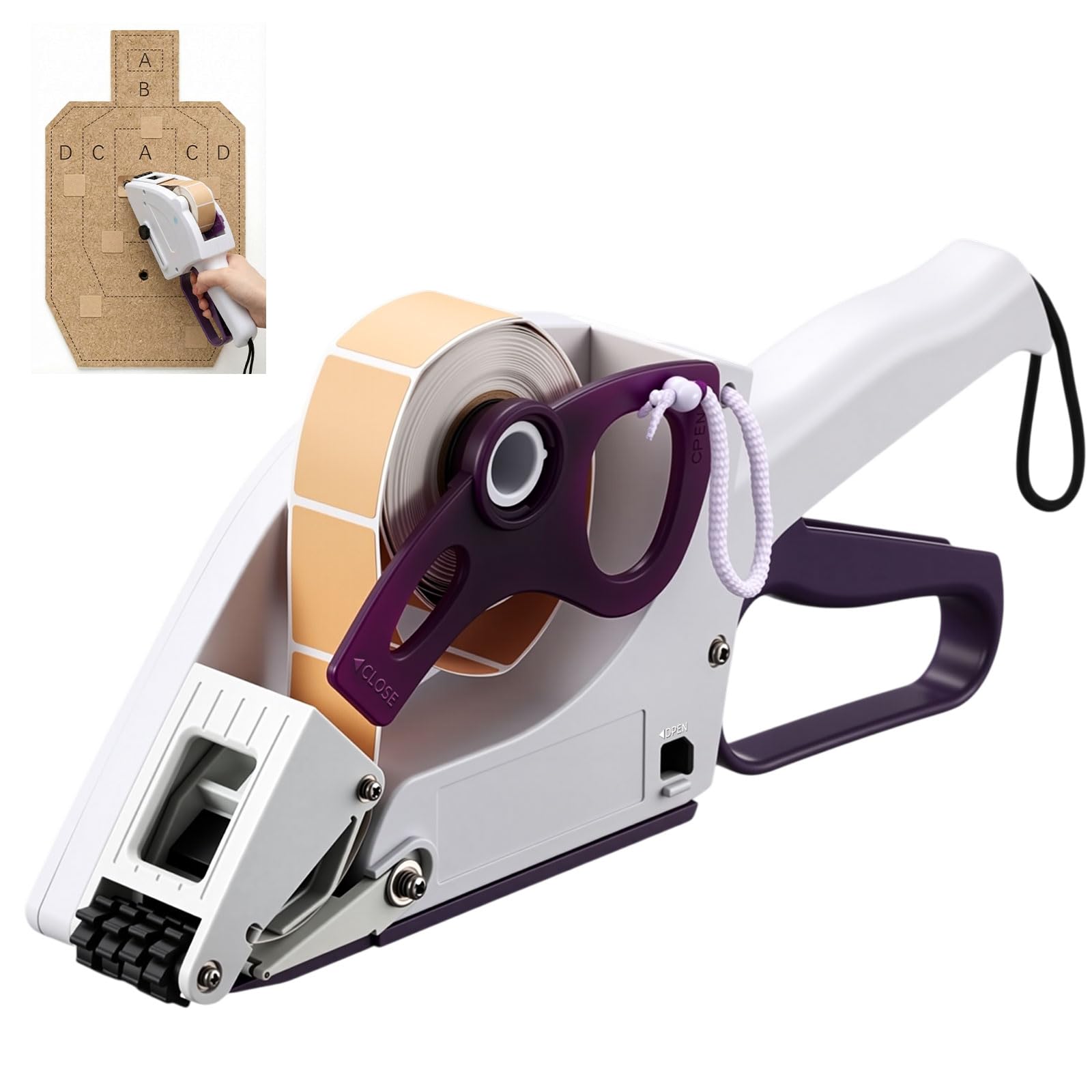 Photo 1 of ***ISSUES WITH TAPE LOCK*** FunooFuno Hand Held Label Applicator, Manual Applicator Target Pasters Gun for Automatically Peel Off and Stick for Target Pasters Round Square Irregular Shape(Yh-30, 22-35mm Label Width)