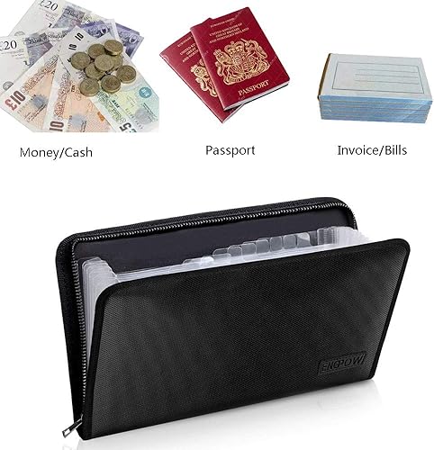 Miniatura 10 de ENGPOW Organizador de cupones de recibos, carpeta de archivos expandible de 13 bolsillos ignífugos, organizador de archivos pequeño de acordeón,