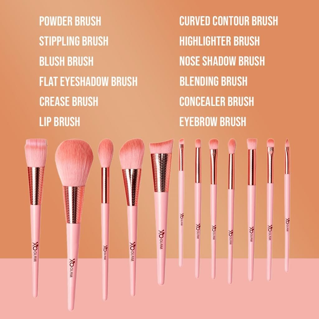 12-teiliges Make-up-Pinsel-Set mit süßem Rosen-Design, hochwertig, synthetisch, Blender, Rouge, Puder, Concealer, Konturen, Augenbrauen, Highlighter, Lippen, Tupfen, Schatten, Fächer,