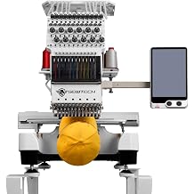 SEWTECH ST-1201 12-Needle Commercial Embroidery Machine for Hats,Shirts and Garments 14.2" 7.9" Embroidery Area, 10" Touchscreen, 1200 RPM, WiFi and Red Laser Positioning