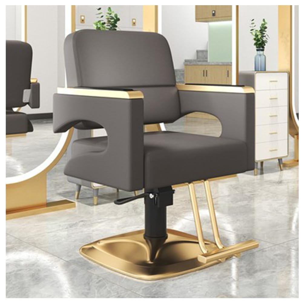IBOWZ Silla de peluquería Silla de Peluquero con Bomba hidráulica, Silla de peluquería de Cuero PU con Pedal, chasis Cuadrado para barbería, Muebles de salón,D