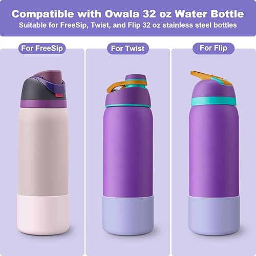 Vista 317 de 2PCS Silicone Water Bottle Boot for Owala 24oz 32oz 40oz, Anti-Slip Protective Sleeve Bottom Bumper Protector for FreeSip, Twist, and Flip Stainless
