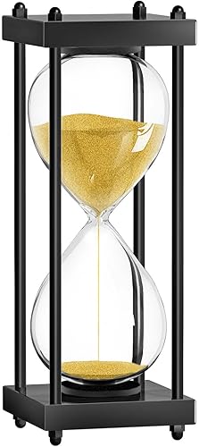 Miniatura 12 de 60 Minutes Sand Hourglasses: reloj de madera negra con temporizador de arena, reloj de arena de 1 hora, reloj de arena de 60 minutos, 1 hora de
